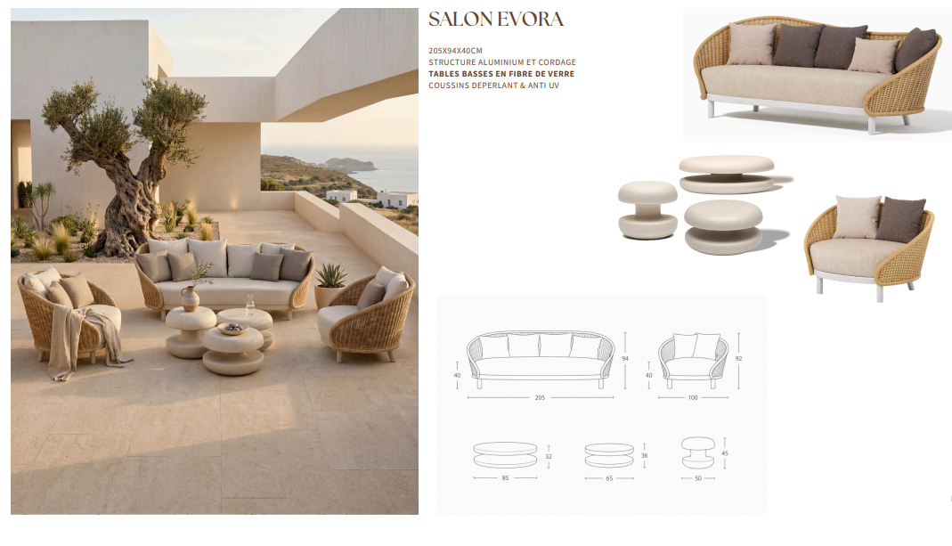 Salon de jardin EVORA – Mobilier d'Extérieur Premium